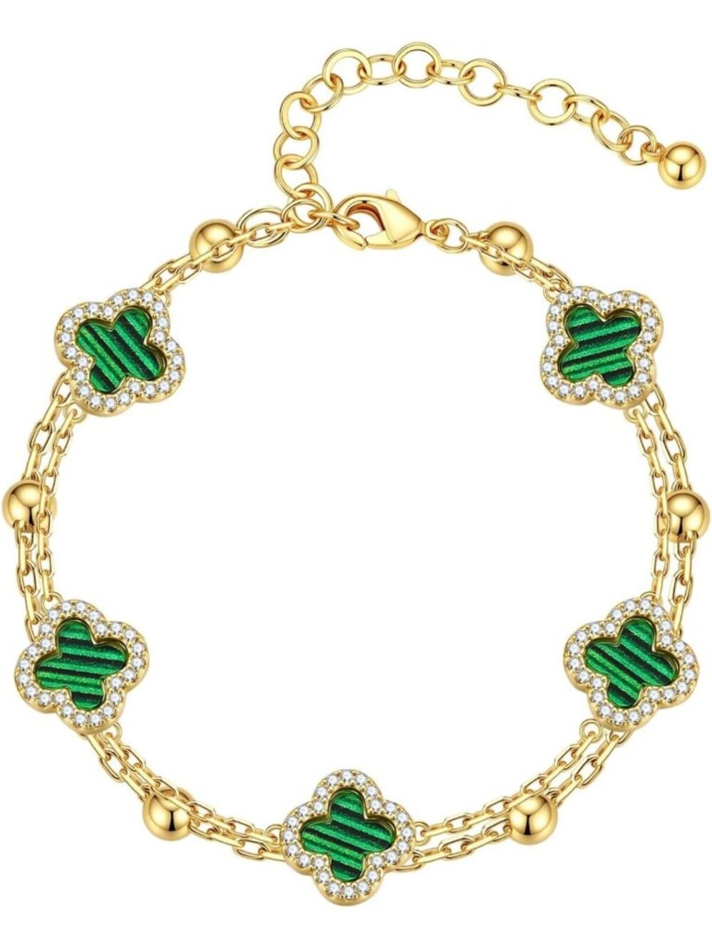 Lucky Four Leaf Clover Bracelet for Women - Boho Charm Jewelry, Adjustable